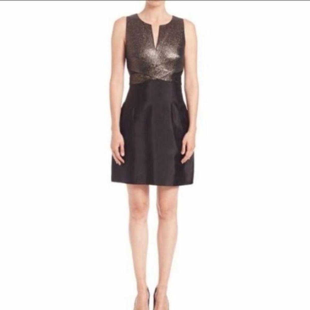 Trina Turk Bronze Metallic Lyrah Mikado Dress - Size 10